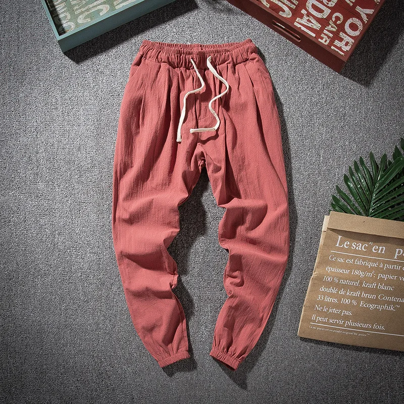 New Men's Jogging Pants Streetwear Loose Casual Cotton Linen Trouser Man 2022 Harem Pants Harajuku Oversized Men Sweatpants 5XL