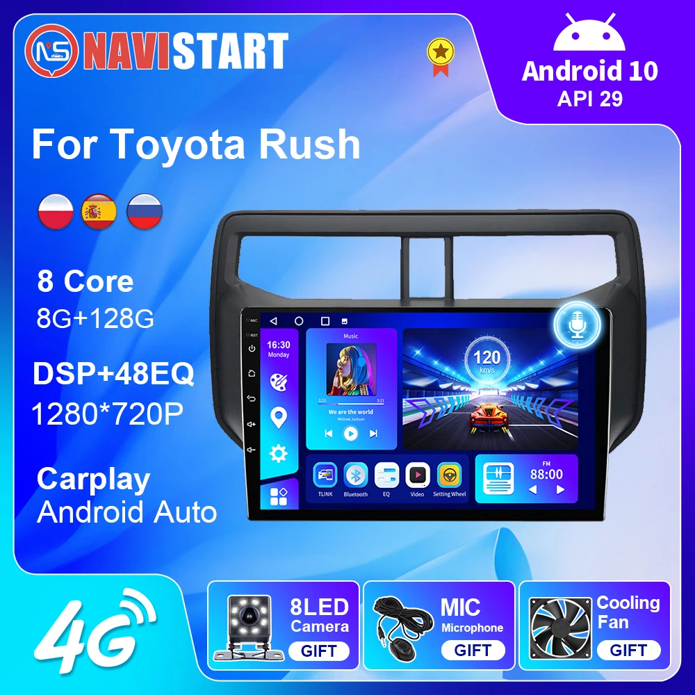 

NAVISTART Android автомобильный радиоприемник для Toyota Rush 2017-2020 DSP мультимедийный видеоплеер для Carplay Навигация стерео интеллектуальная система