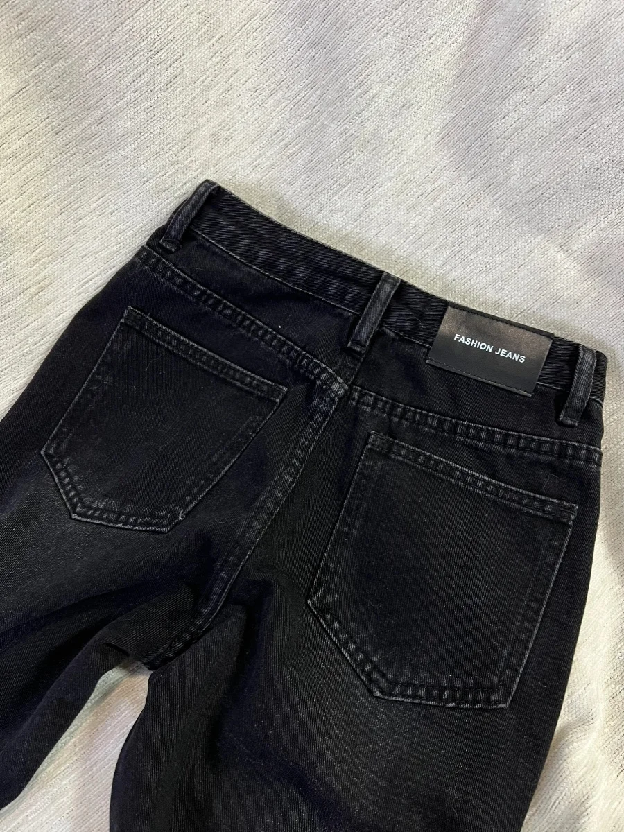 Темперамент больших размеров Джу! Черные прямые джинсы женские весенне-осенние с