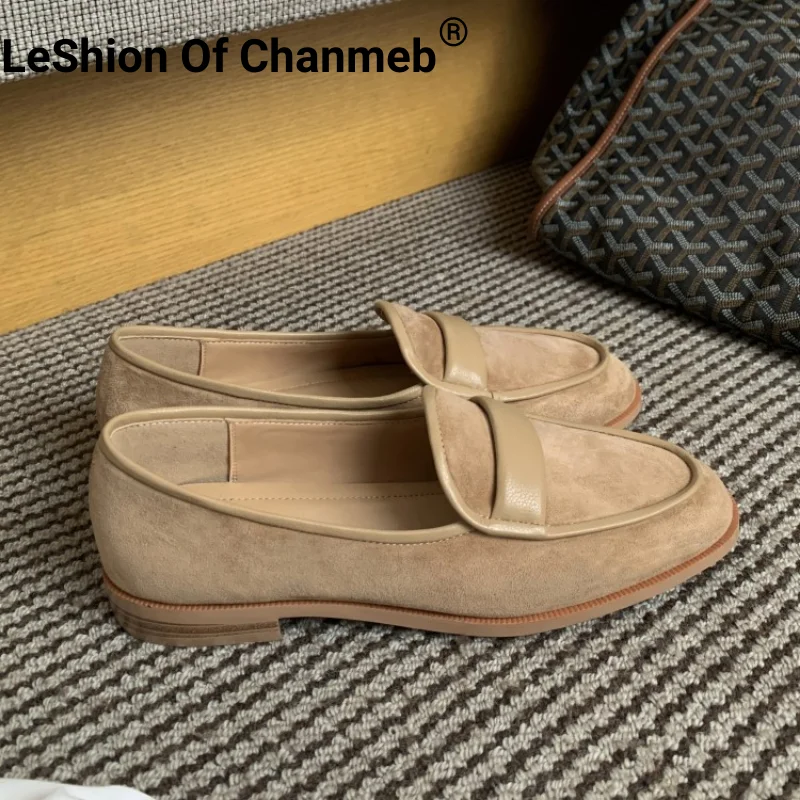 

Туфли женские замшевые с круглым носком, на плоской подошве