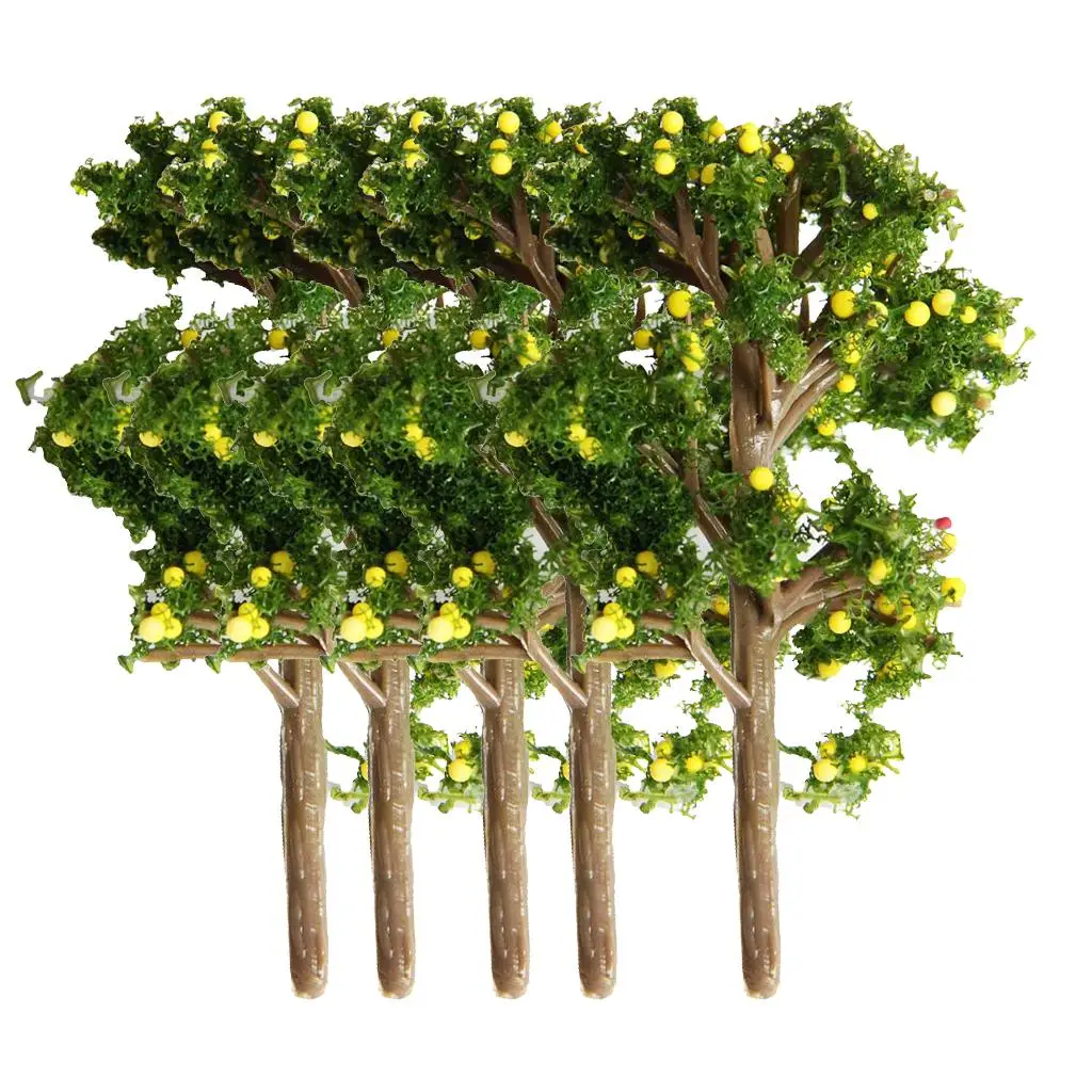 

5x Model Fruit Trees Train Scenery Landscape Plastic Architectural Tree 70mm