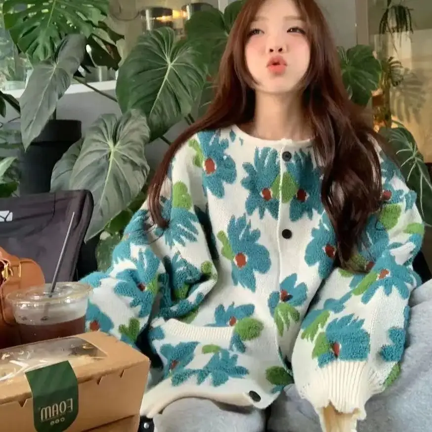 Вязаный кардиган для женщин осень-зима милый жаккардовый уникальный шикарный