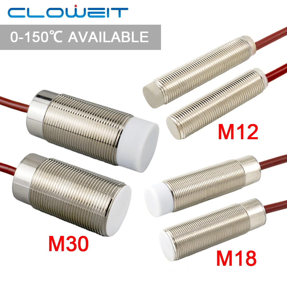 

Cloweit High Temperature Proximity Switch M12/M18/M30 150 ℃ Sensor DC Three-wire NPN PNP NO NC Metal Induction