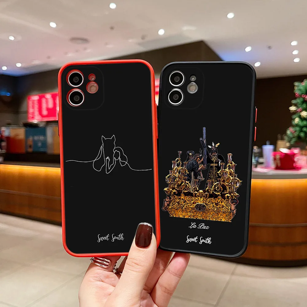 Полупрозрачный чехол для телефона Skin Feel iPhone 16 Pro Max 15 14 13 12 11 7 8 SE XR Horse Knight Cow Letters Line