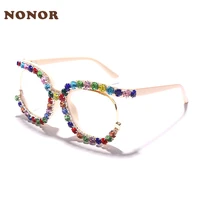 nonor luxury brand design fashion diamond crystal pc frame women eyeglasses frames glasses