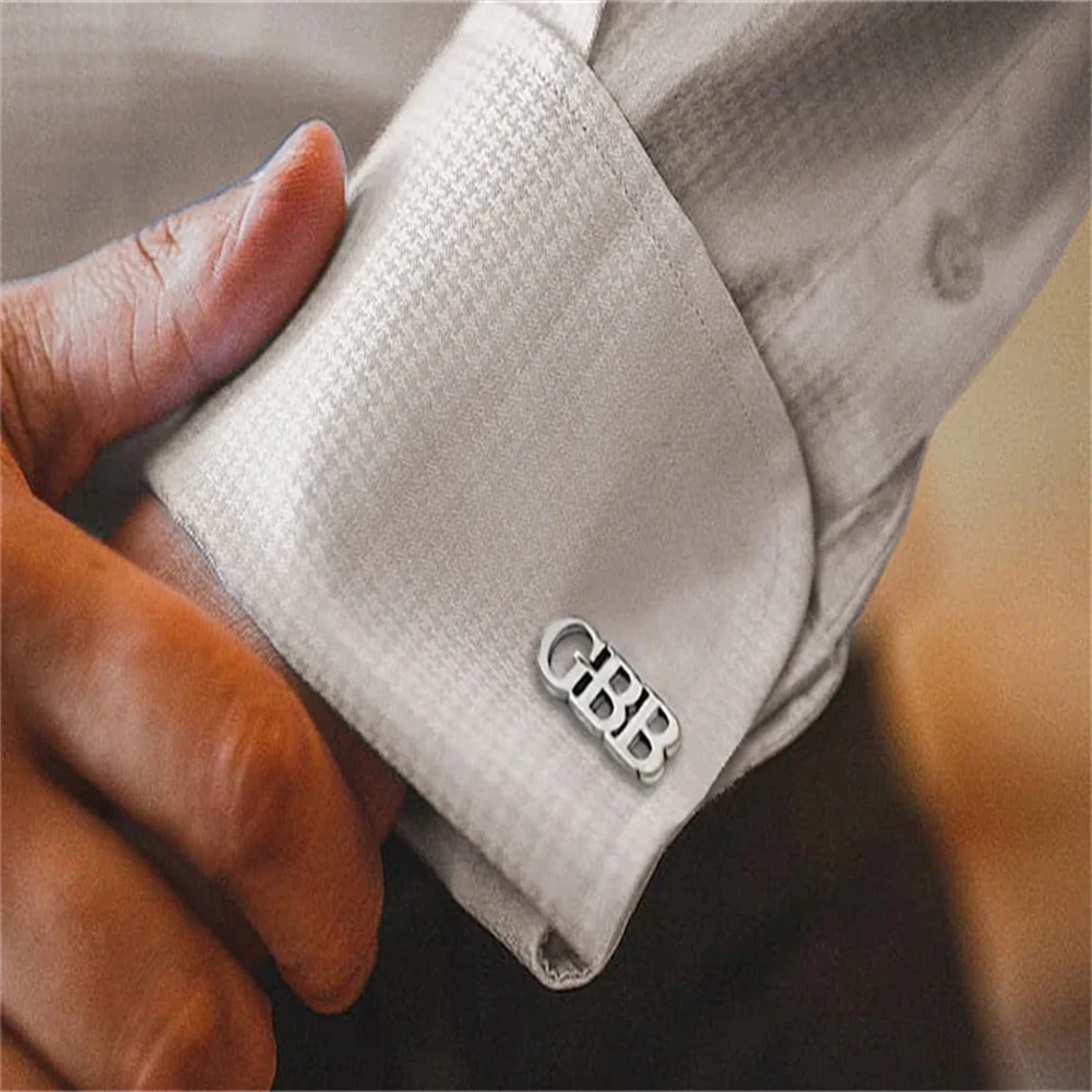

Personality Custom Letter Cufflink Stainless Steel Lnitials Logo Suit Cuff Link Buttons Initials Letters Wedding Cufflink Groom
