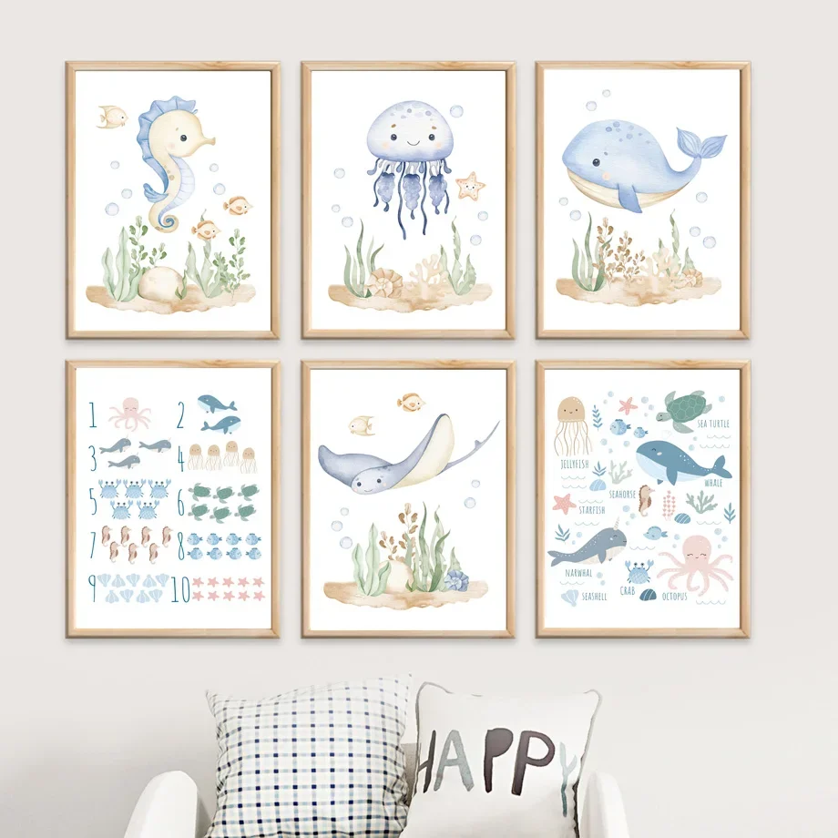 Китовый Осьминог черепаха Медуза морская лошадь океан Животные Детская