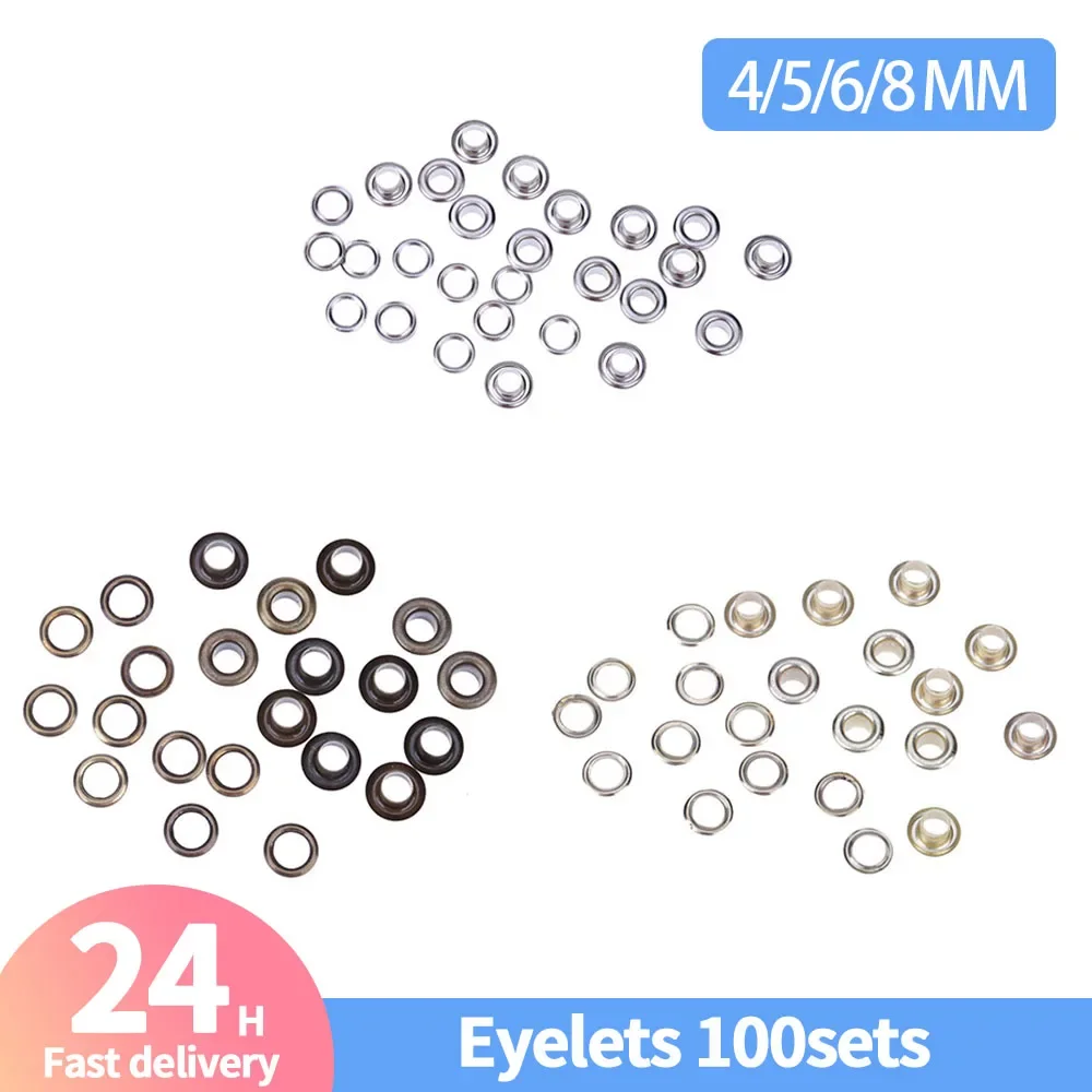 Набор металлических люверсов VKTECH из 100 крепежных деталей серебристо-золотой