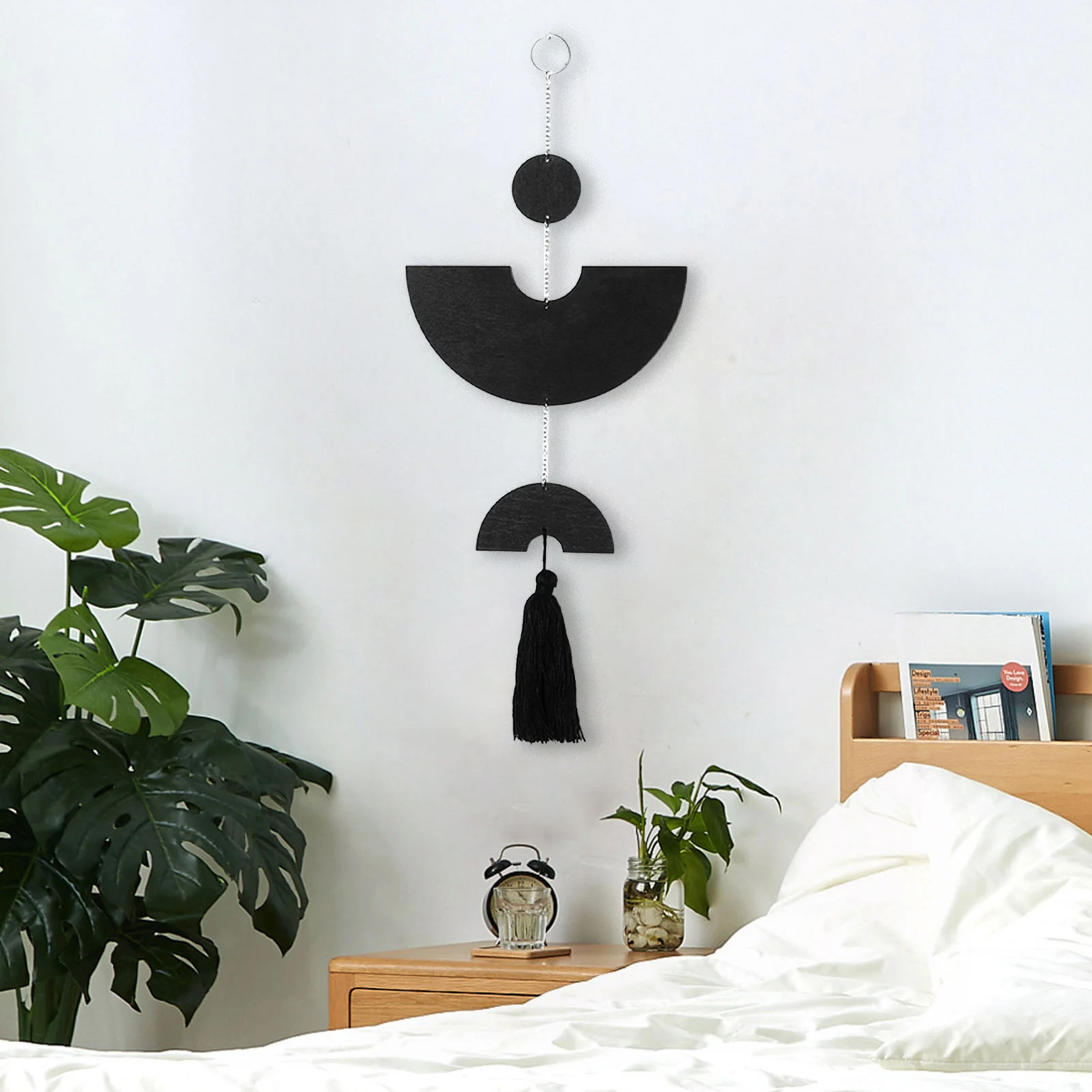 

Wooden Geometric Macrame Wall Decor Boho Wall Hangings Modern Bohemian Wall Art Tassel Decorations for Bedroom Home Decorations