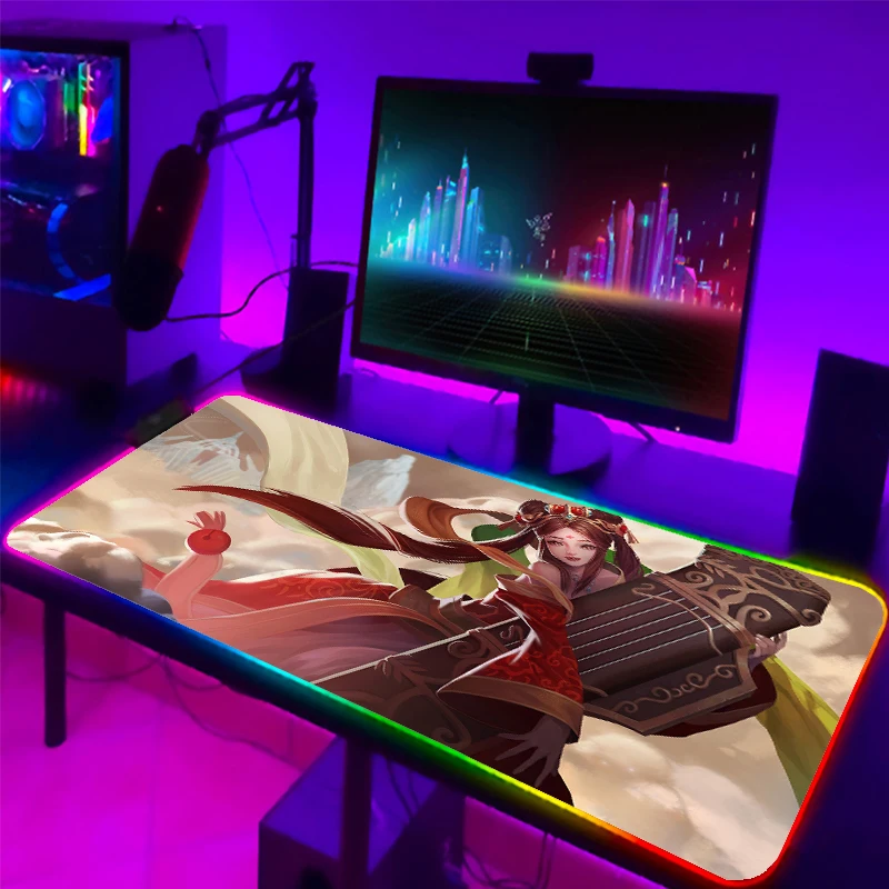 

Cute Girl RGB Large Mouse Pad Laptop Desk Pad Rubber 400X900CM Gaming Mouse Pad Anime LOL Gaming Computer Accessories Desk Pad