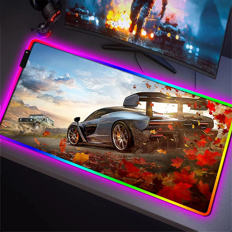 

Forza Horizon 4 Desk Mat LED Large Mouse Pad Gaming Accessories Backlight RGB Mousepad Gamer Keyboard Mats Mause Pads Xxl Pc
