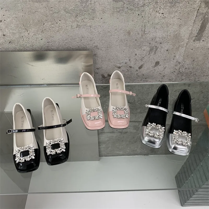 

High heeled French minority Mary Jane single shoes fairy shoes 2022 new summer square head thick heel single shoes