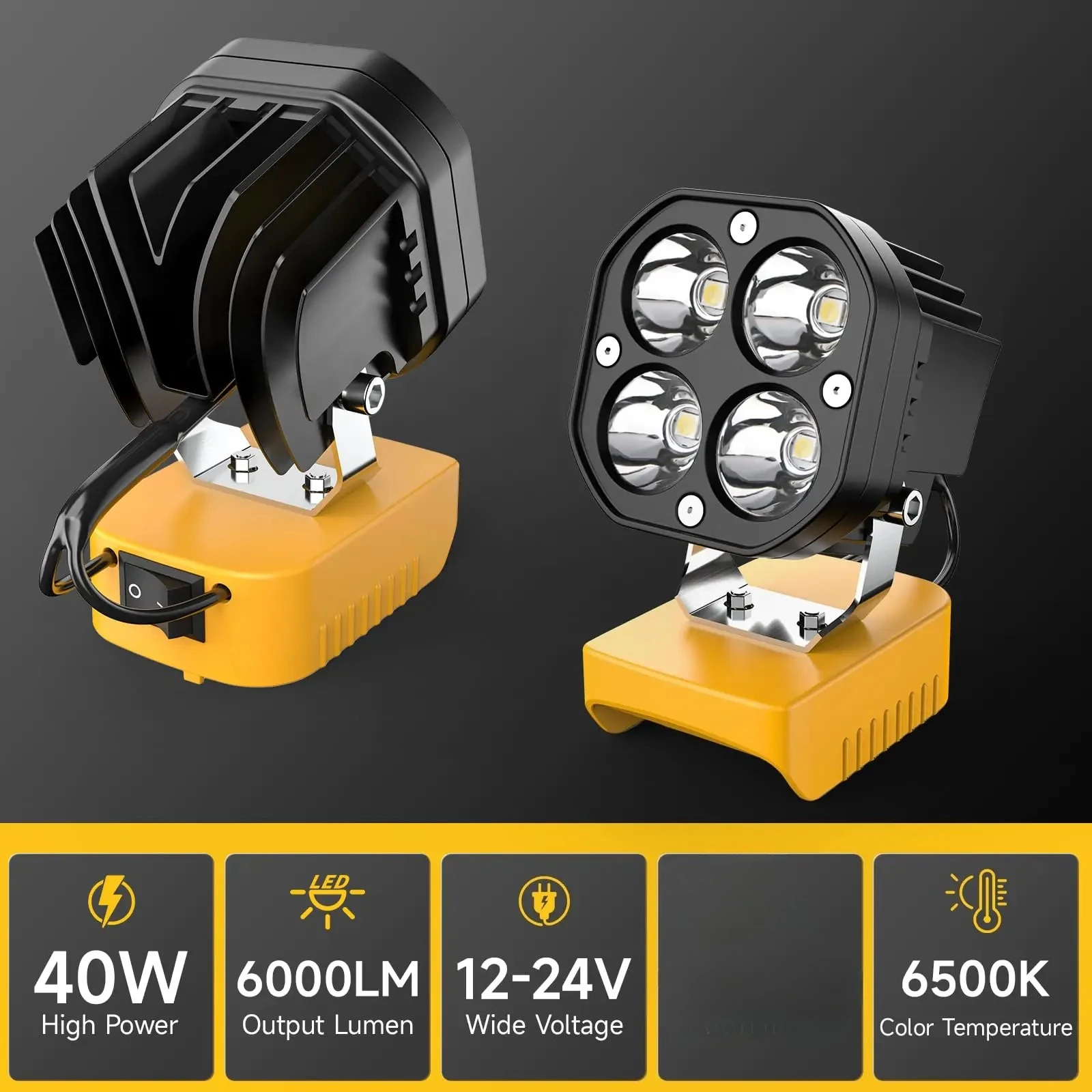 Фото Аккумуляторный светодиодный рабочий фонарь DEWALT - 40 Вт, портативный, для использования на улице, для серий DCB 18В/20В №1