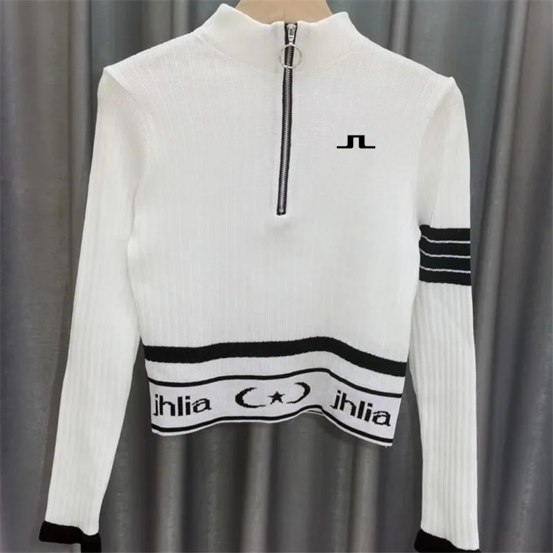 Golf Embroidery Wear for Women Spring Summer Women J.LINDEBERG Golf Wear Short Zip Coat Sports Golf Shirts Women's Golf Clothing