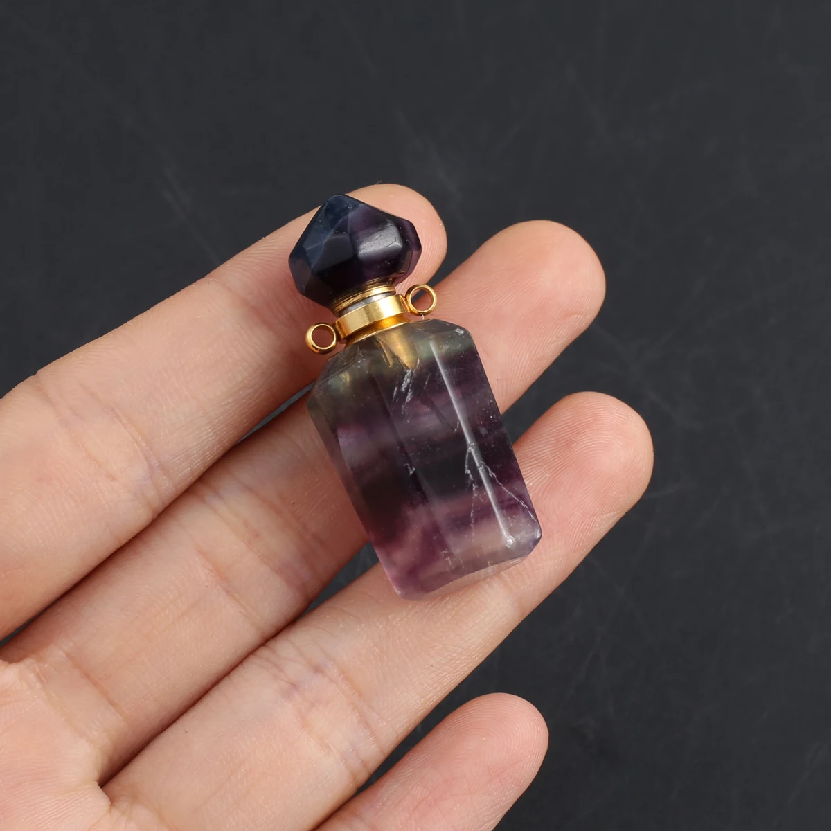 

Essential Oil Bottle Natural Stone Amethyst Multilateral Vase Perfumer Bottle Pendant For Jewelry Making DIY Necklace Accessory