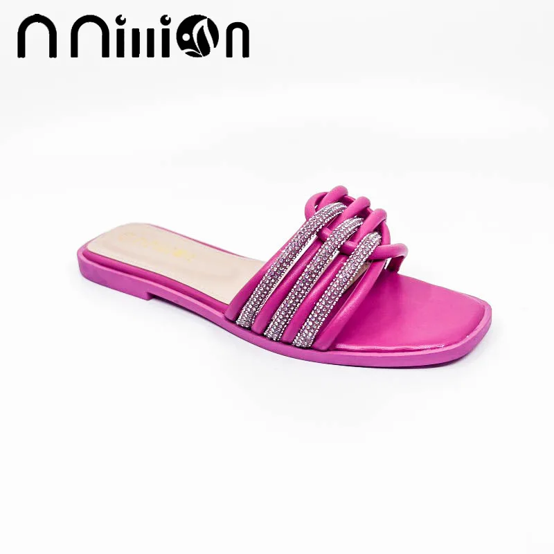 Women Slippers 2023 New Crystal Beach Slippers Fashion Open Toe Flat Casual Flip Flops Slides Summer Outwear Ladies Slipper