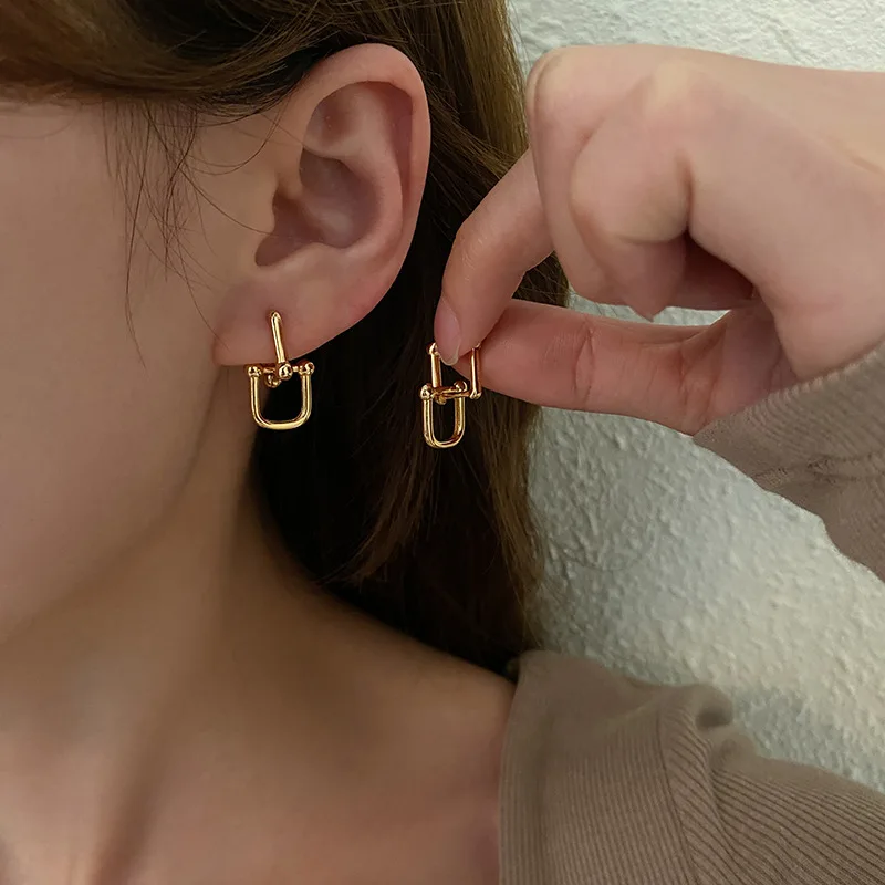 Геометрические креативные модные металлические серьги-гвоздики из цинкового