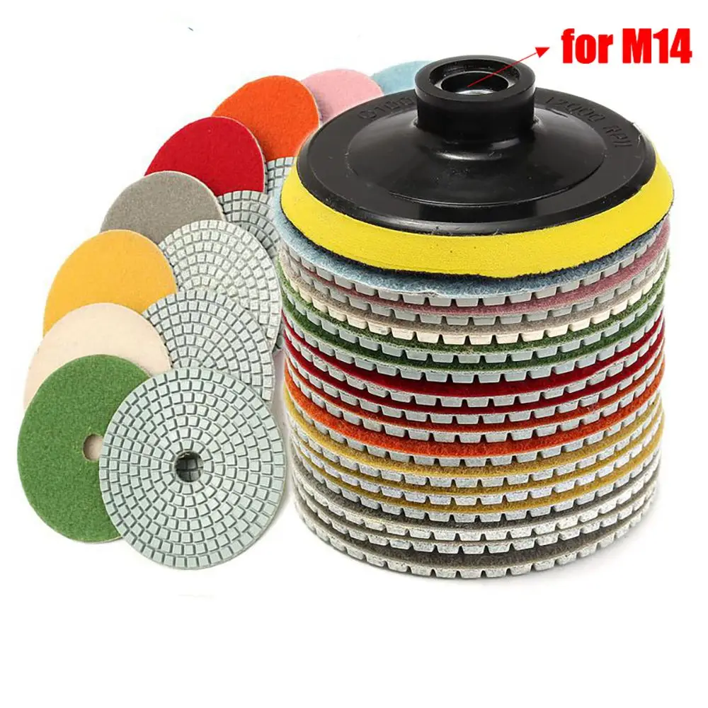 

16pcs 4 inch 100mm Diamond Polishing Pads Kit Wet/Dry for Granite Stone Concrete Marble Polishing Use Grinding Discs Set