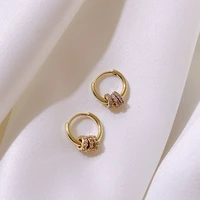 s925 a pair of small simple diamond earrings fashionable personality circle earrings simple temperament ear buckle