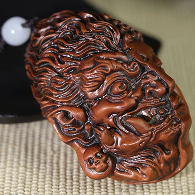 GY017 - 2 "резная вручную Статуэтка Netsuke из бокса-маска для лица с демоном Будды