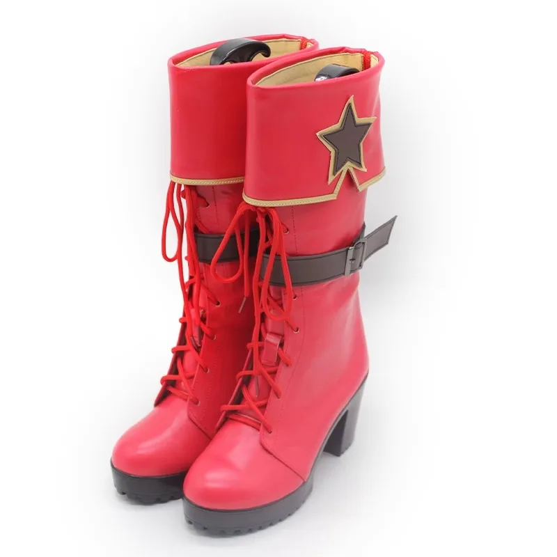 KOF Athena Asamiya Обувь для косплея Костюмированная обувь Красные ботинки ручной работы