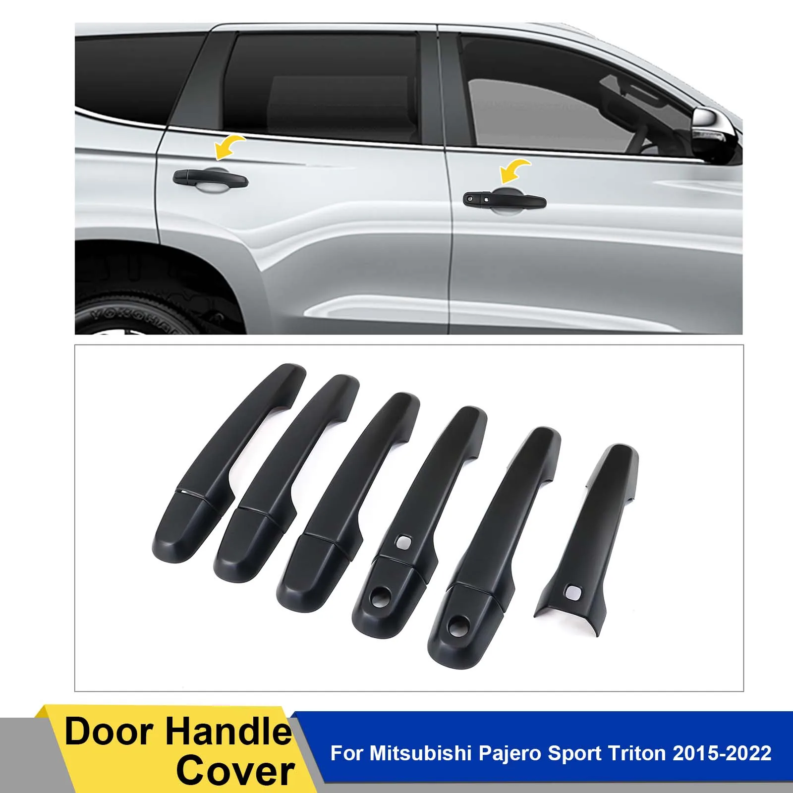 

Защитный чехол для дверной ручки Mitsubishi Pajero Sport Triton 2015 2016 2017 2018 2019 2020 2021 2022 матовый черный защитный чехол