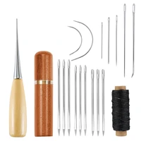 nonvor 19pcs leather sewing needles kit with needle bottle waxed thread sewing awl big eye needles for leather stitching repair