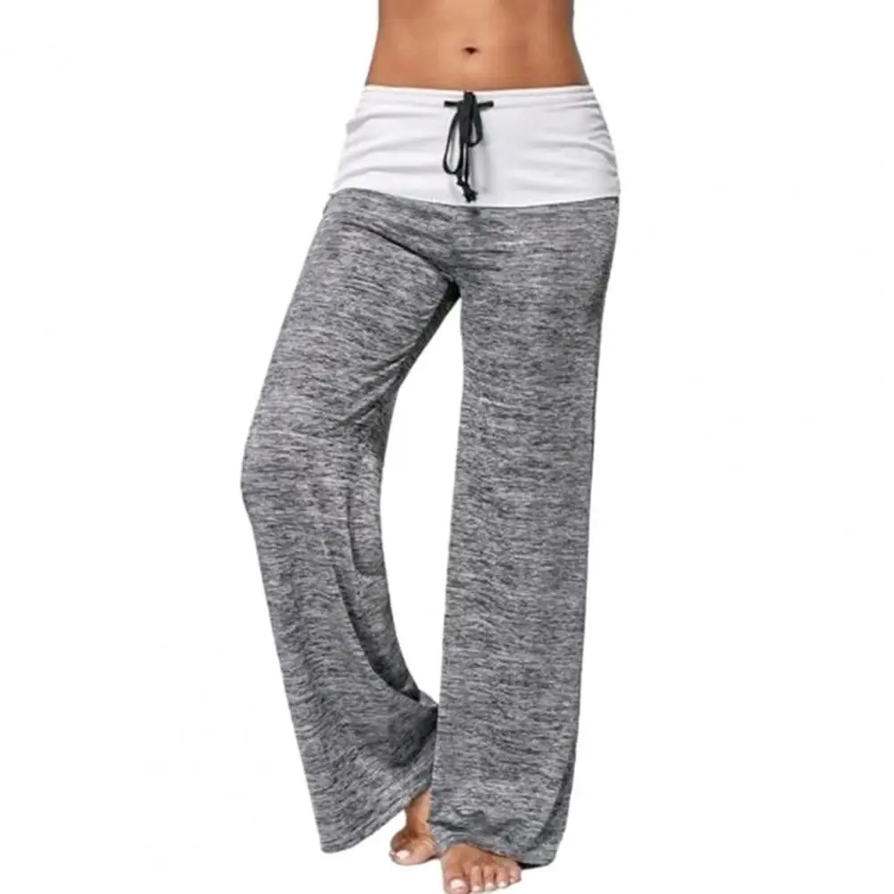 

Casusl Women Pants Contrast Color Drawstring Elastic Waist Wide Leg Loose Sweatpants Women Full Length Long Trousers Sportwear