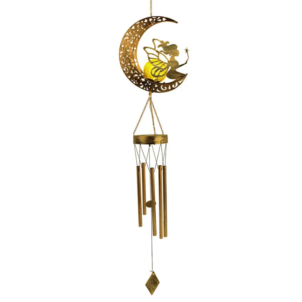 

Solar LED Moon Fairy Light Wind Chimes Hanging Iron Hollow Lanterns Waterproof Outdoor Garden Balcony Path Yard Patio Decoration