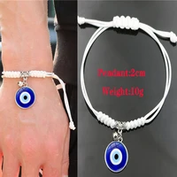 blue devils eye braided bracelet men vintage bells evil eye charm adjustable rope chain bracelet jewelry party for women girls