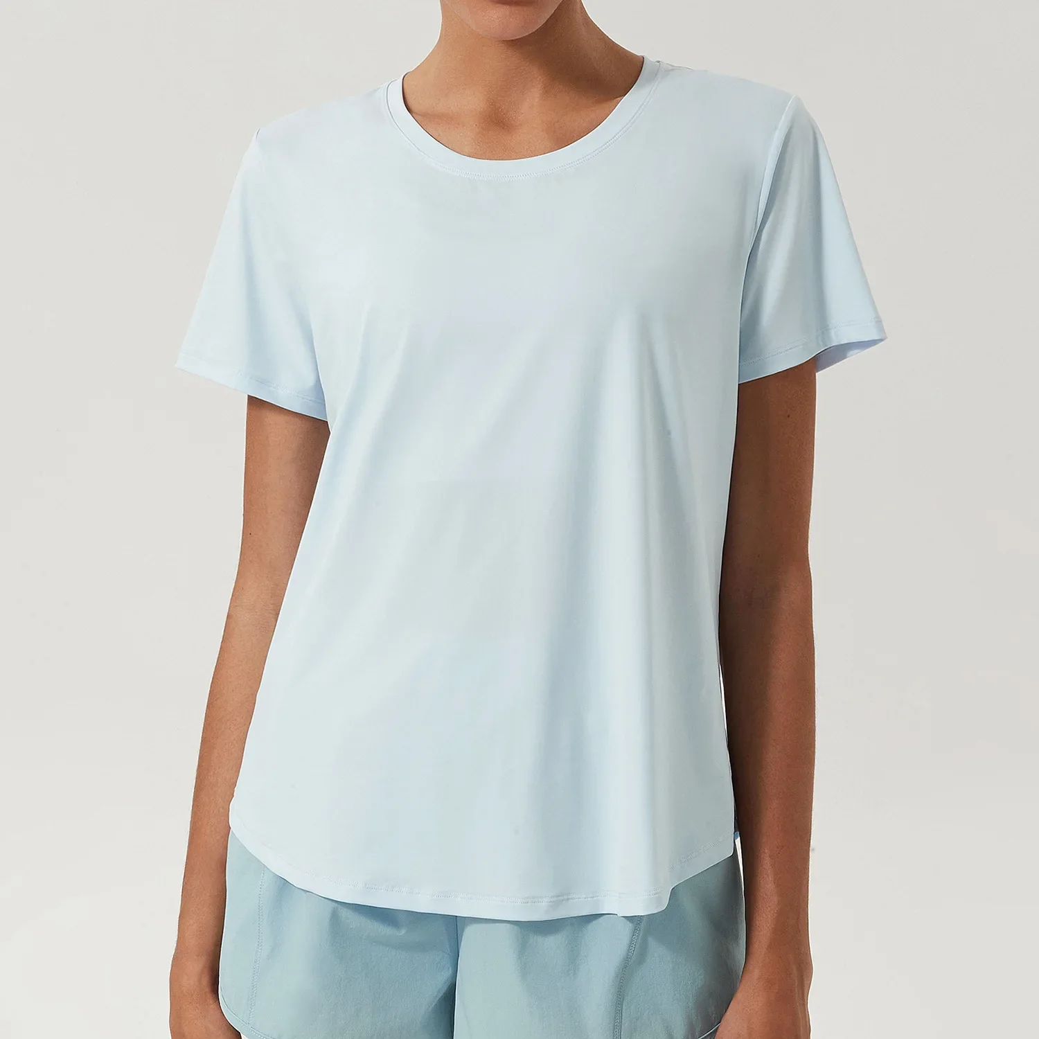 Летняя футболка для йоги с коротким рукавом женская однотонная мягкая рубашка