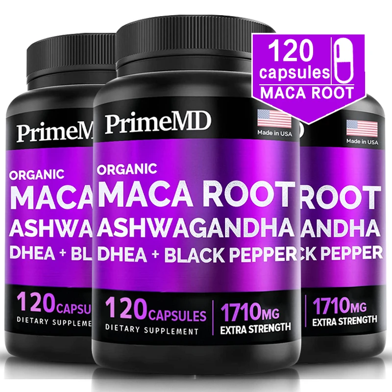 

Organic Maca Root Capsules and Ashwagandha - Maca Root Capsules for Men and Women - Stamina, Energy, Mood Support Supplement