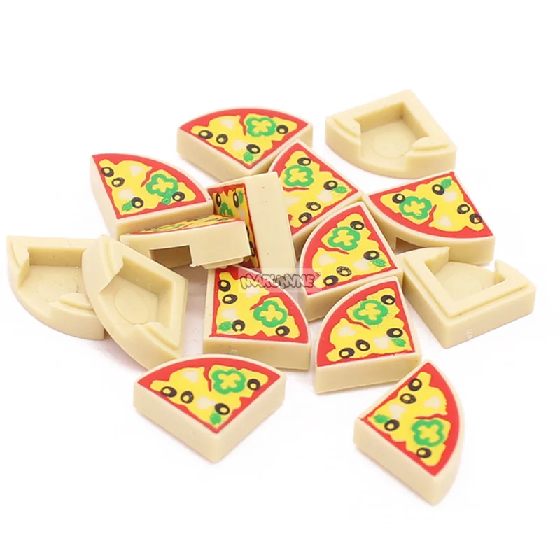 Фото Игрушечные блоки marumina, круглая, 1x1, квадратная, с узором пиццы, совместимы 25269 №5