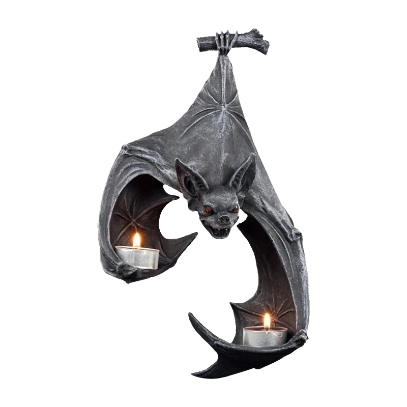 

Bat Wall Mount Holder Sconce Wall Tealight Holder Stand Resin Crafts for Living Room, Bathroom, Yard Home Decor
