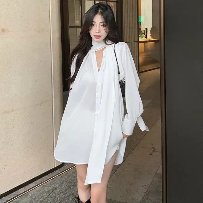 Блузка женская с V-образным вырезом свободная и приталенная рубашка из шифона