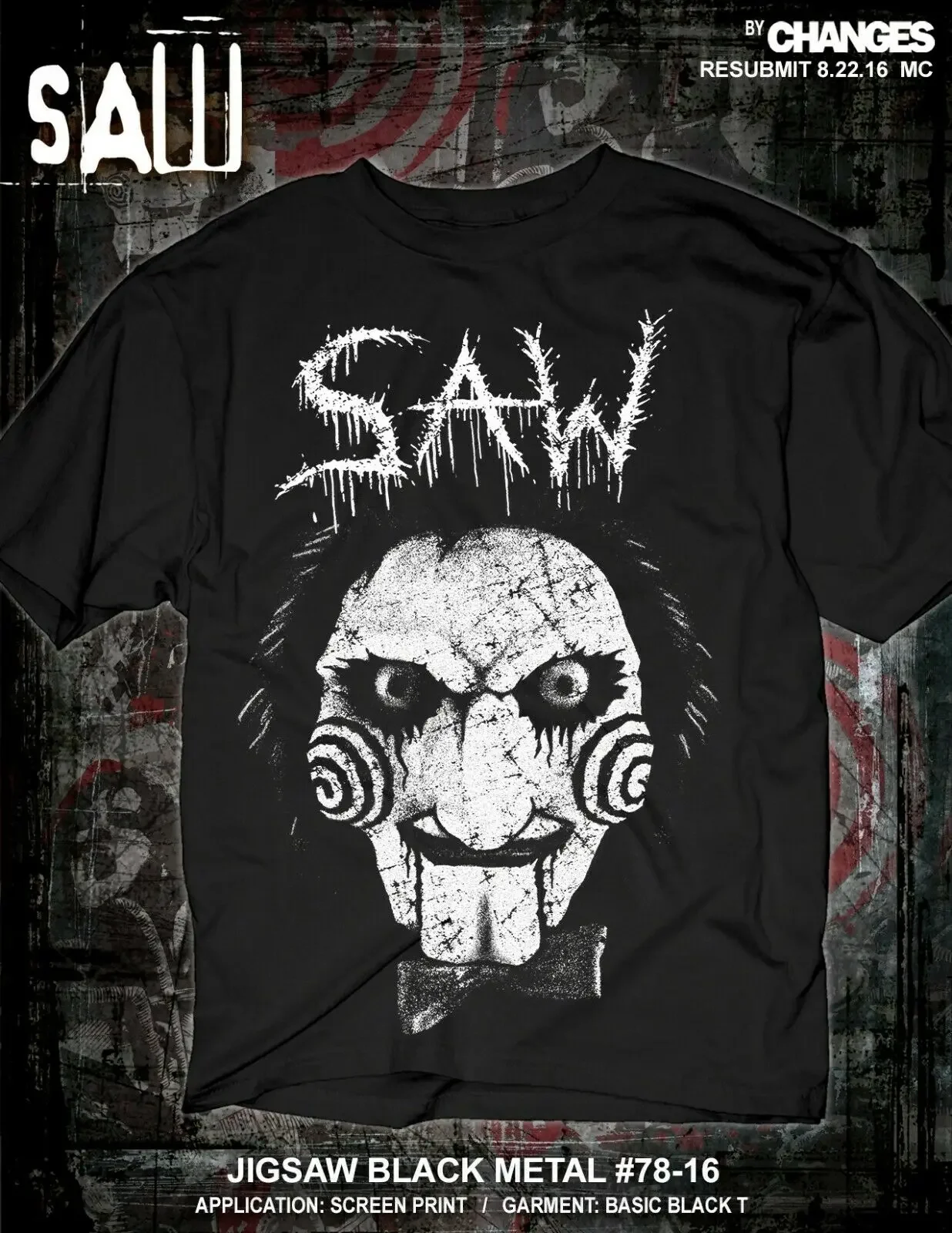 Saw Jigsaw Black Meettal Billy The Puppet Готическая панк-футболка с фильмами ужасов 78- 162024