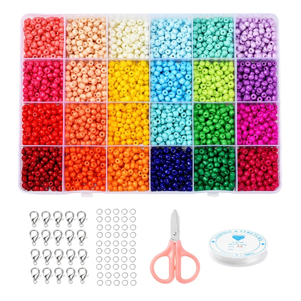 

2400-2880pcs Baking Paint Glass Seed Beads Kit DIY Bracelet Earring Jewelry Making Crafts Supplies with Handmade Findings Tools