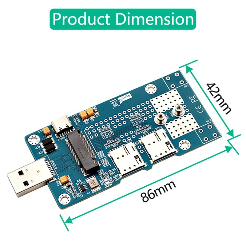 Фото Адаптер M.2 на USB 3.0 с двумя слотами для NANO SIM-карт, поддержка модулей 3G/4G/5G/LTE 3042/3052 для настольных ПК-EFT №4