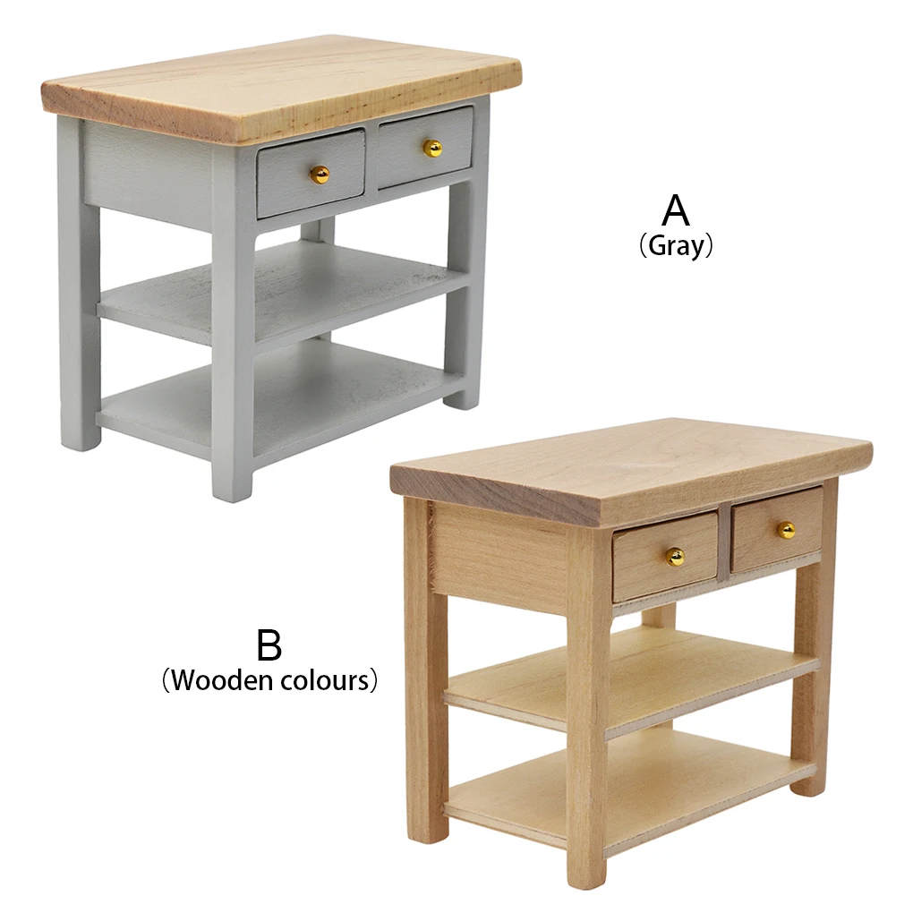 

1:12 Kid Doll Home Simulation Wood 2 Layers Shelf Cabinet Bathroom Model Furniture Ornament Boy Girl Building Toy