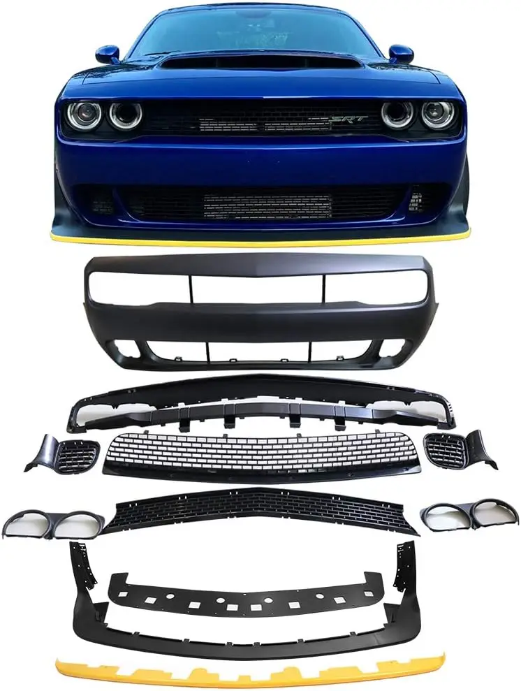 Полный передний бампер с решеткой и губкой комплект кузова Whole Hellcat для Dodge2015-2023