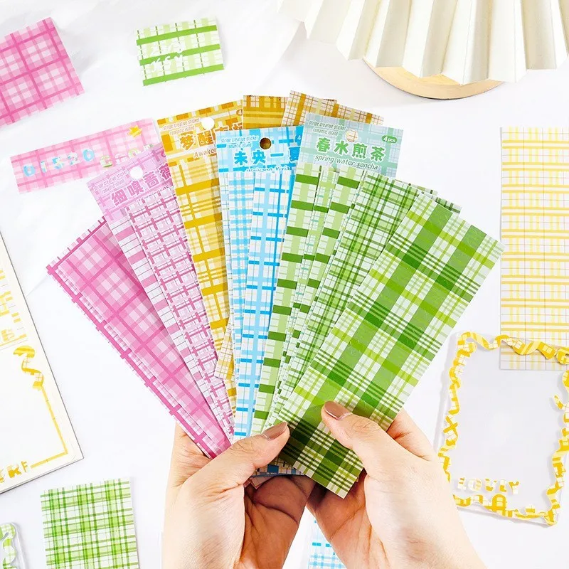 

4 Sheets Grid pattern series Sticker Colorful Decorative Adhesive Sticker Decoration Labels For Arts DIY Crafts Album Scrapbook