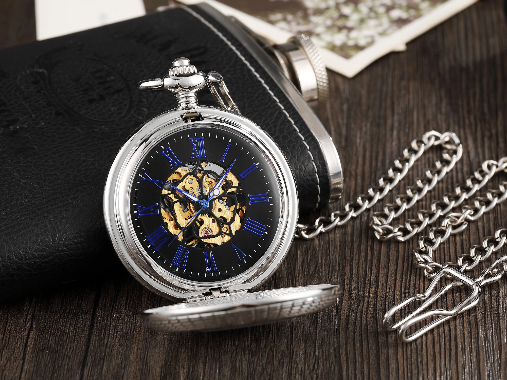 Men Antique Steampunk Vintage Roman Numerals Automatic Mechanical Pocket Watch Necklace Pendant Retro Clock Chain Reloj Hombre