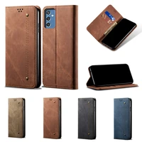 phone bags for galaxy s22 s21 fe s20 ultra s10 plus m52 m31s m30s case luxury flip leather wallet denim pattern stand cover