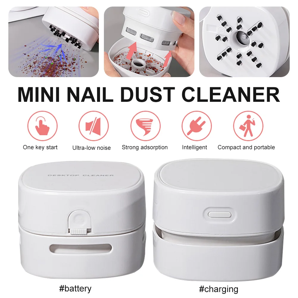 

Mini Nail Dust Vacuum Collector Portable Desktop Nail Dust Vacuum Suction Cleaner Dust Paper Remover Nail Art Manicure Tool