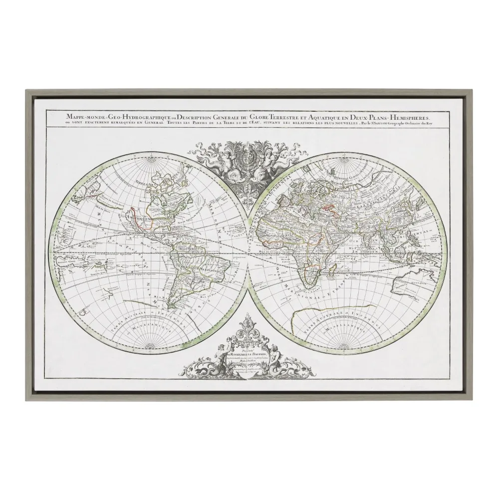 

Vintage World Map Framed Canvas Wall Art 23x33 Gray Decorative Map Art for Wall Decor Free Shipping Decoration Home Decorations