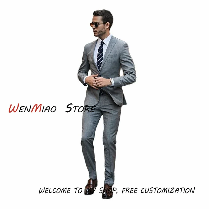 Men's Business Suit 2 Piece Formal Office Workwear Wedding Groom Tuxedo Male Blazer Pants Set costume homme