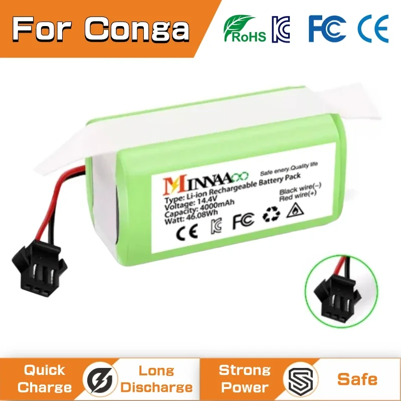 

14.4V Li-ion battery for Cecotec Conga Excellence 950 990 1090 Ecovacs Deebot DN621 601/605 Eufy RoboVac 35C Panda i7 V710