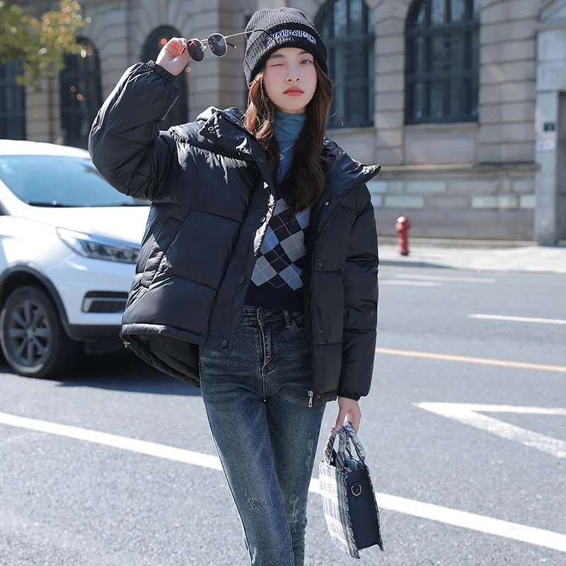 Women's Winter Jacket Coats Thick Down Cotton Padded Short Coat Female Fashion Loose Casual Hooded Parkas Woman Overcoat