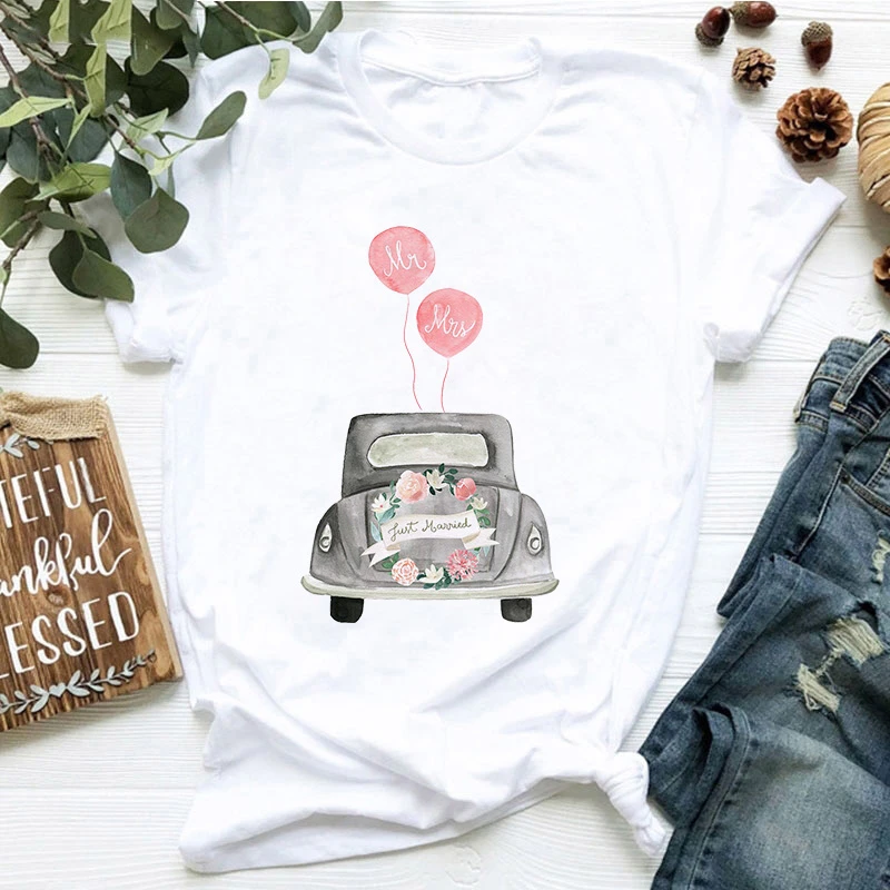 

Fashion T-shirt Casual Tshirt Aesthetic balloon Gray Car Tshirt Round Neck Tee Shirt Women Summer T-shirt Lady