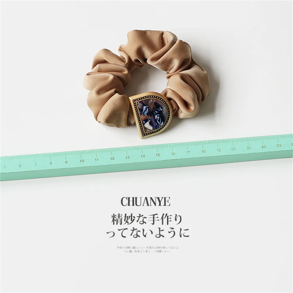 Винтажная однотонная резинка для волос с английской надписью D плиссированные